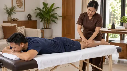 Ilustrasi sport massage pada otot betis