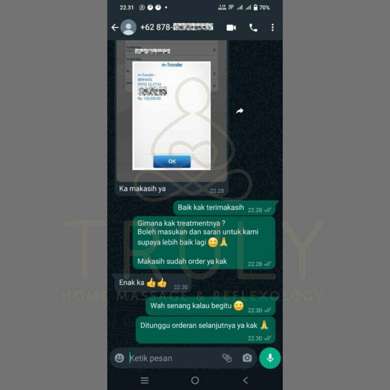 Testimonial pelanggan Truly Home Massage 13