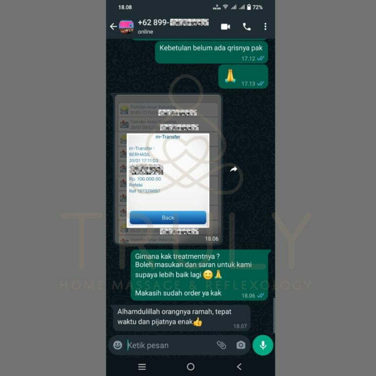 Testimonial pelanggan Truly Home Massage 15