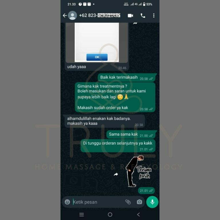 Testimonial pelanggan Truly Home Massage 26
