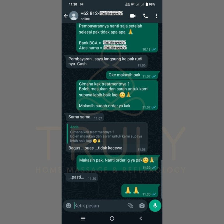 Testimonial pelanggan Truly Home Massage 19