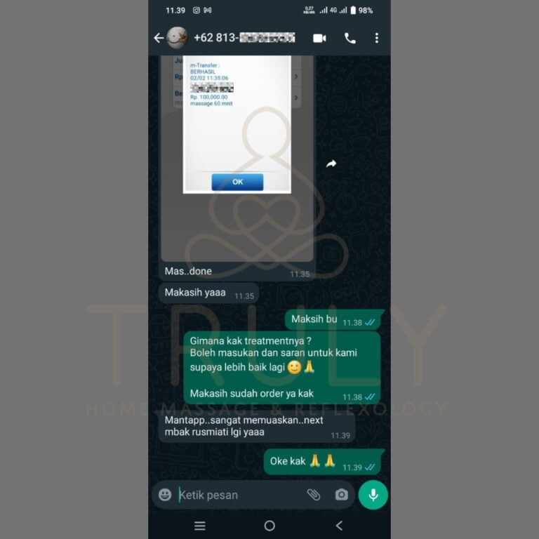 Testimonial pelanggan Truly Home Massage 17