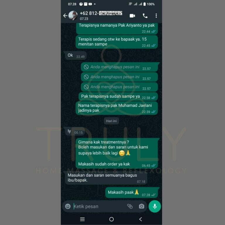 Testimonial pelanggan Truly Home Massage 9