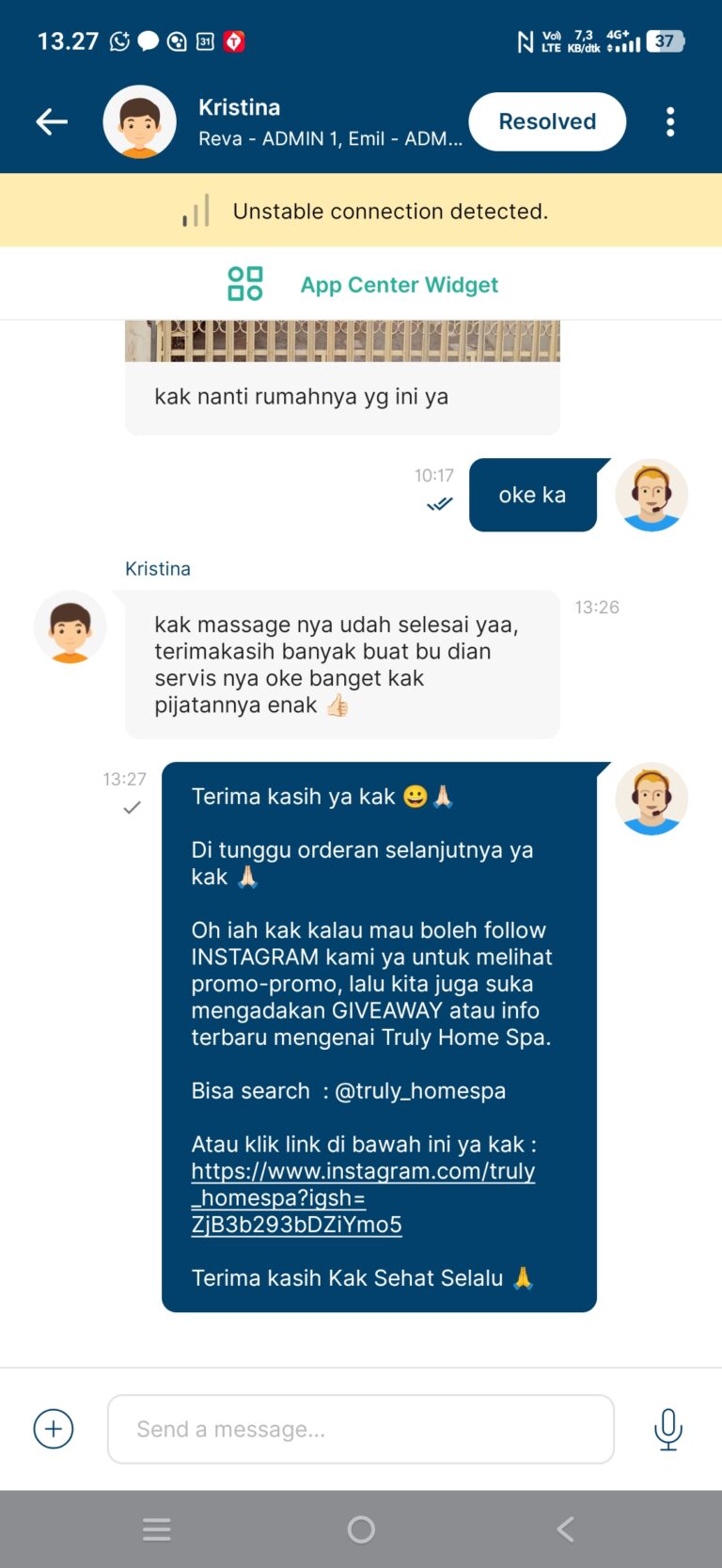 Testimonial pelanggan Truly Home Massage 1