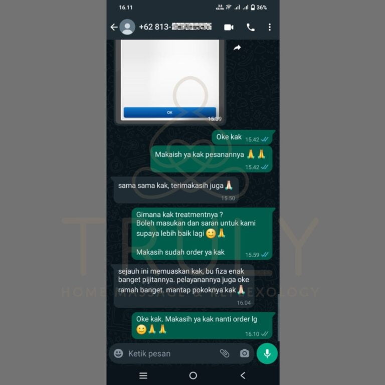 Testimonial pelanggan Truly Home Massage 8