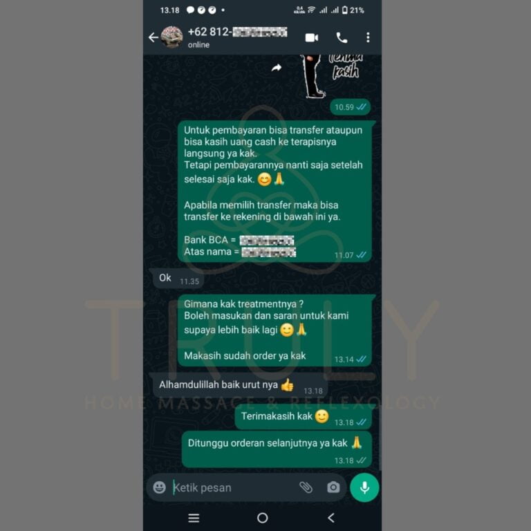 Testimonial pelanggan Truly Home Massage 30